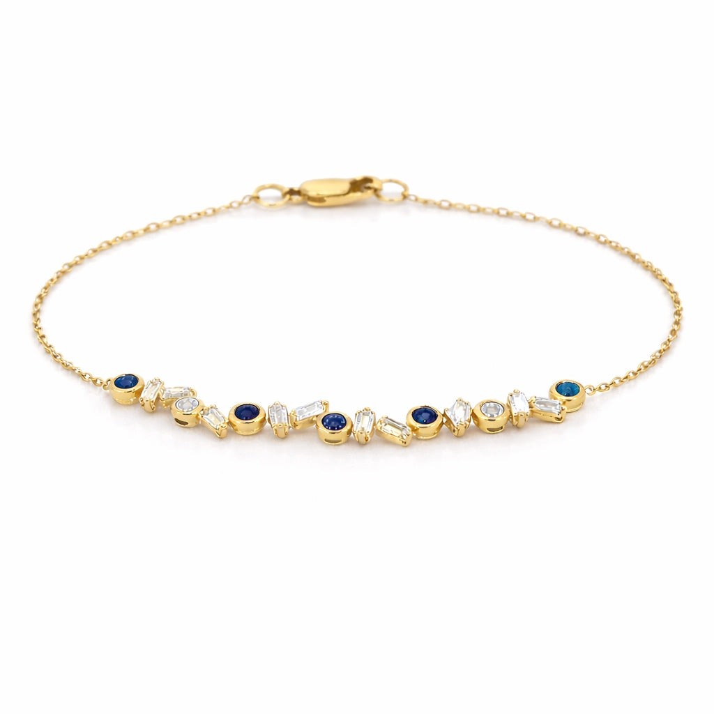 Mosaic Diamond Baguette and Color Stone Bracelet