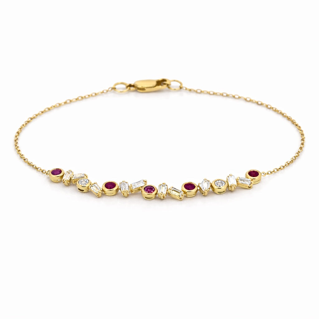 Mosaic Diamond Baguette and Color Stone Bracelet