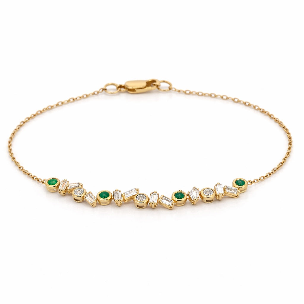 Mosaic Diamond Baguette and Color Stone Bracelet