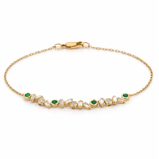 Mosaic Diamond Baguette and Color Stone Bracelet