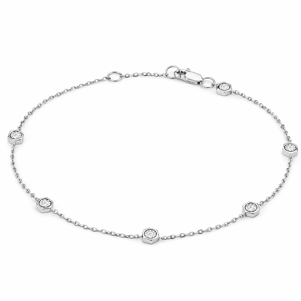 White Gold bracelet with small diamonds on a white background