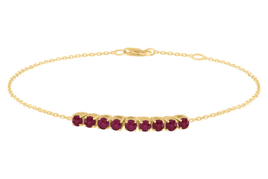 Mid Straight-Line Color Stone Cable Bracelet