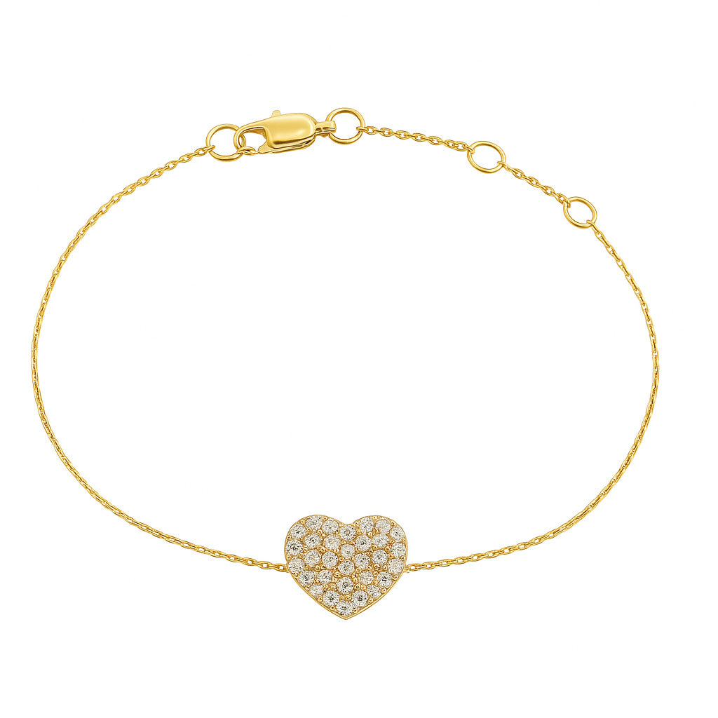 Endless Love 14K Gold Diamond Pave Heart Bracelet