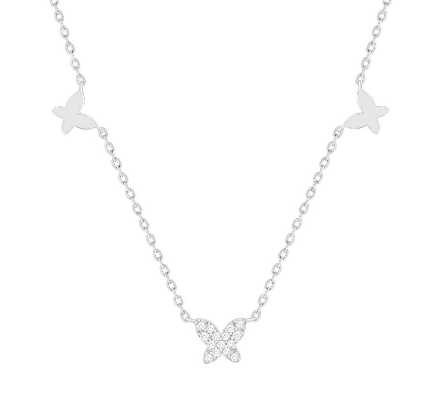 Mini Diamond Butterfly Station Necklace