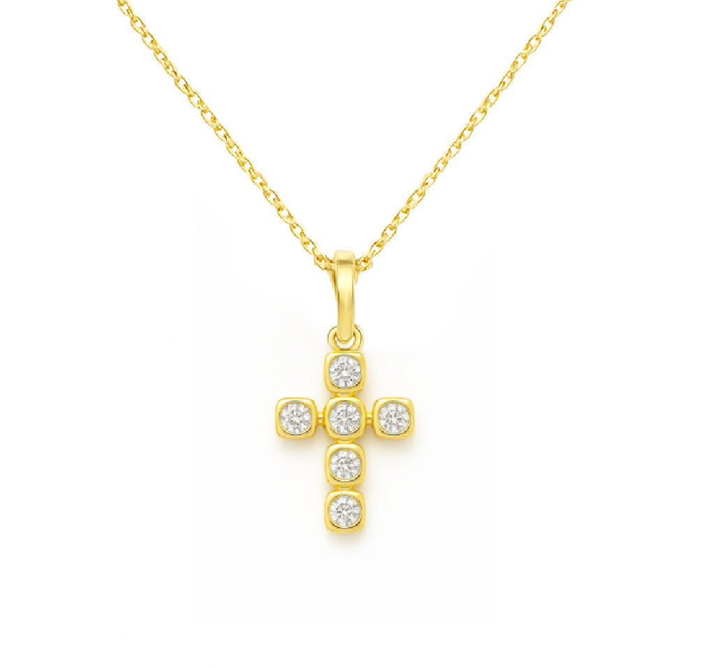Diamond Square Cross Necklace