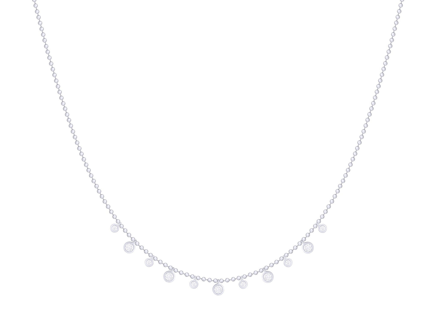 Playful Bezel Diamond Drops Necklace