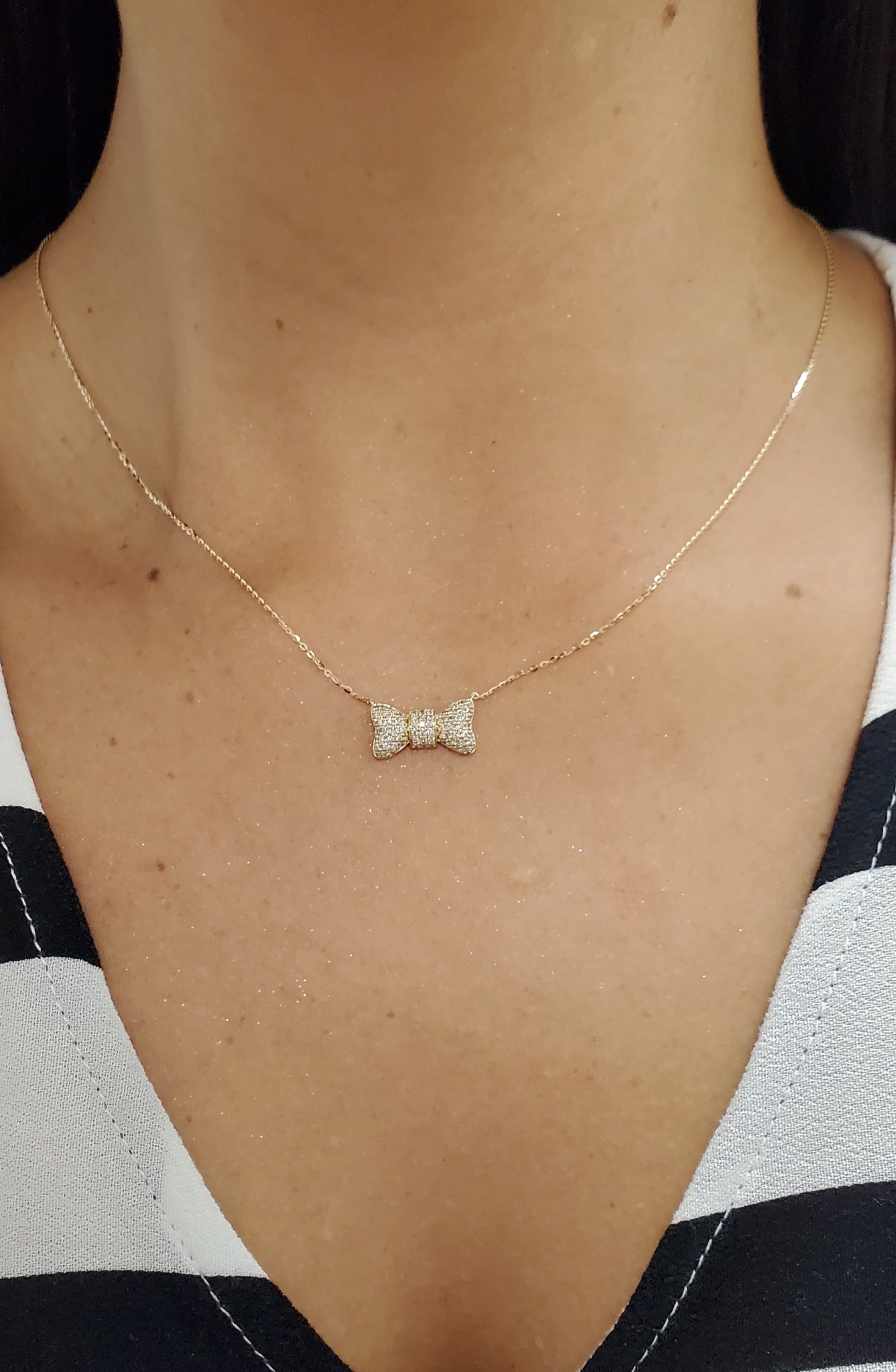 Diamond Pave Bow Necklace