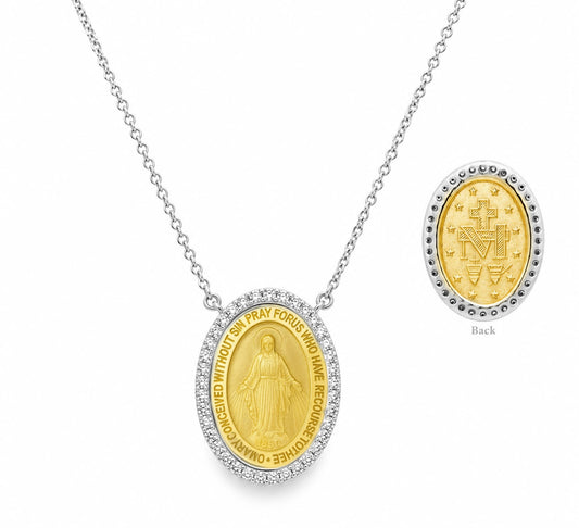 Medium Diamond Miraculous Medal Necklace