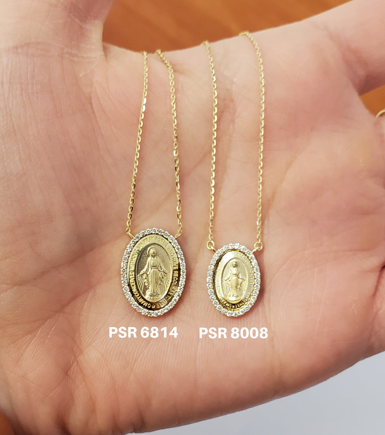 Small Diamond Miraculous Medal Necklace
