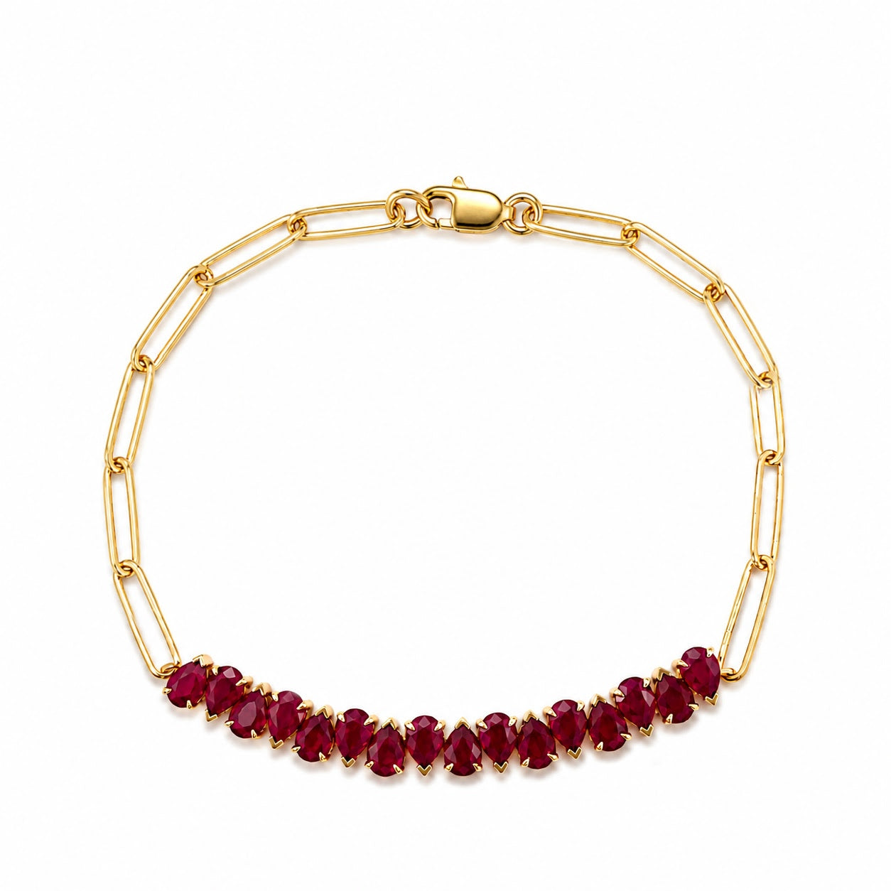 Paperclip Bracelet with Natural Color Stones