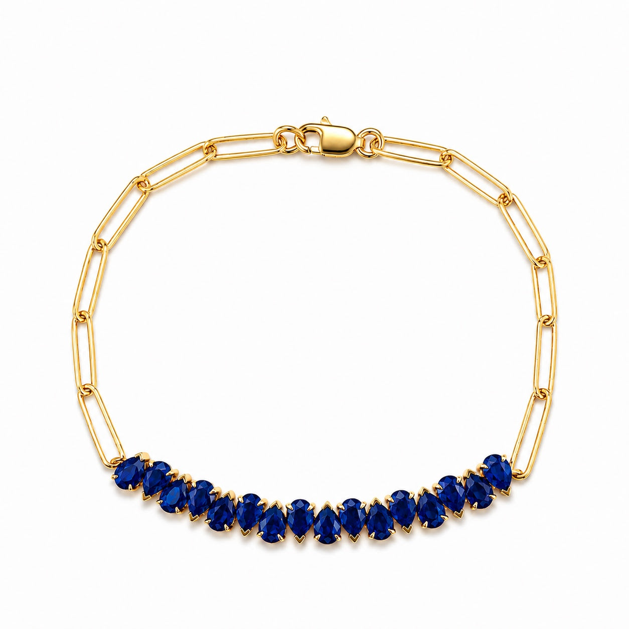 Paperclip Bracelet with Natural Color Stones