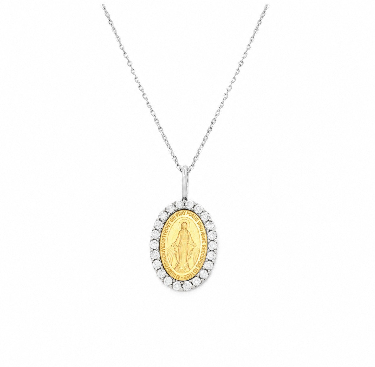 Small Oval Diamond Miraculous Medal