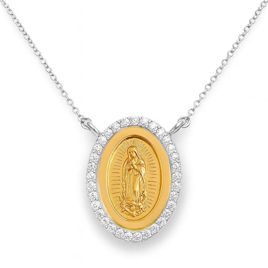 Small Diamond Miraculous Medal Necklace