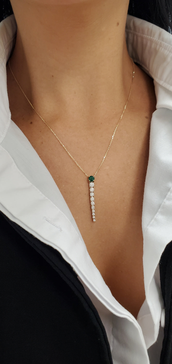 Diamond Riviera Round Cut Color Stone Lariat Necklace