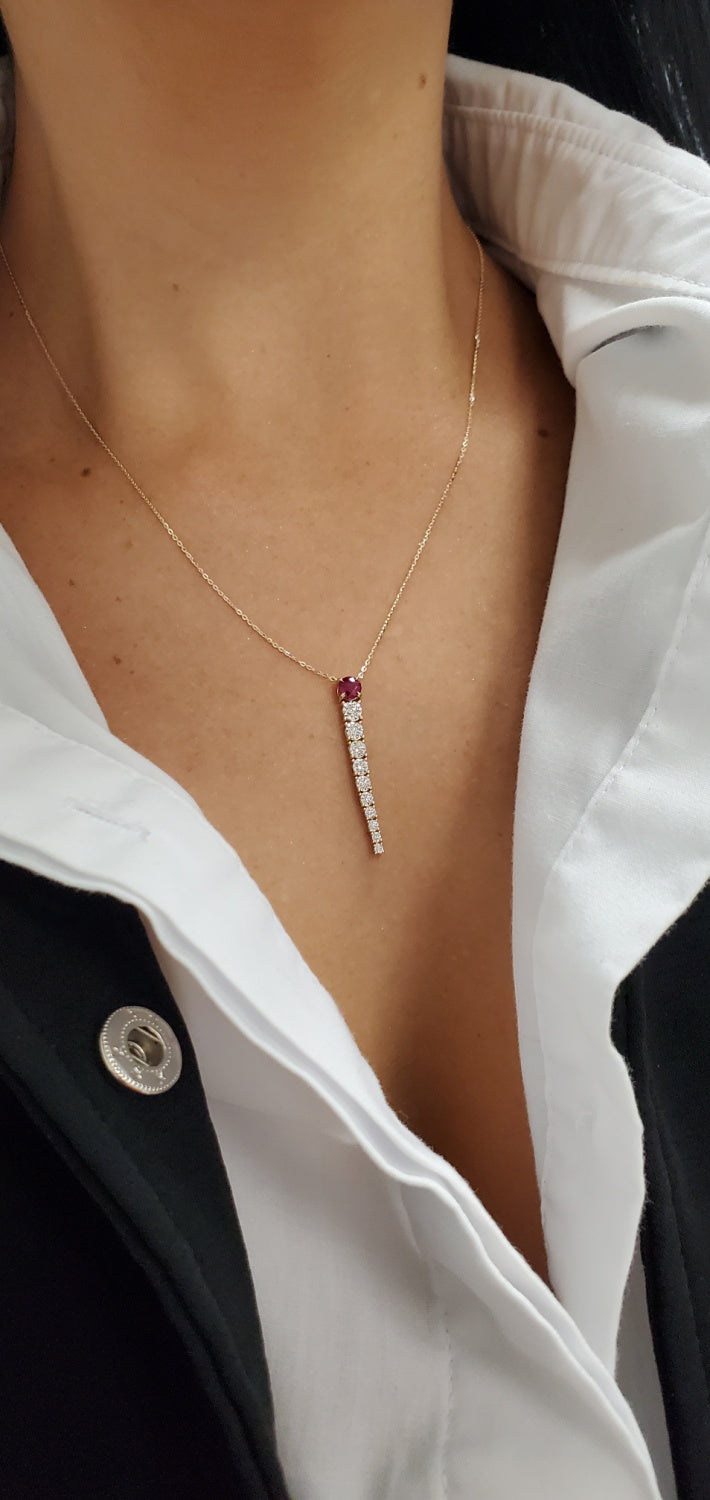 Diamond Riviera Round Cut Color Stone Lariat Necklace