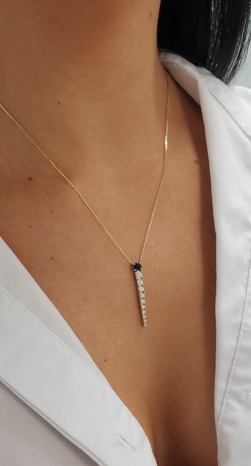 Diamond Riviera Round Cut Color Stone Lariat Necklace