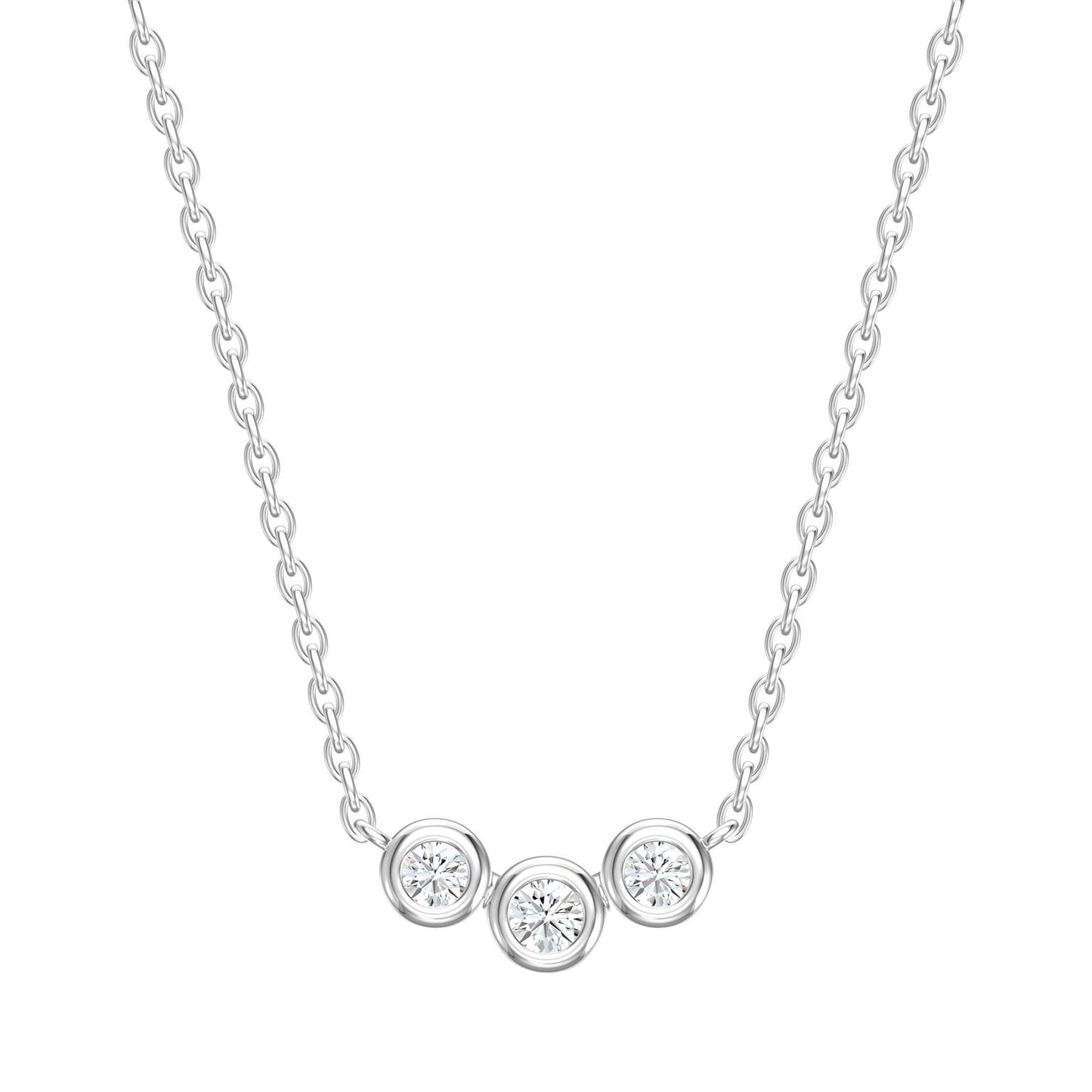 Whisper Tiny Trio Diamond Bezel Necklace