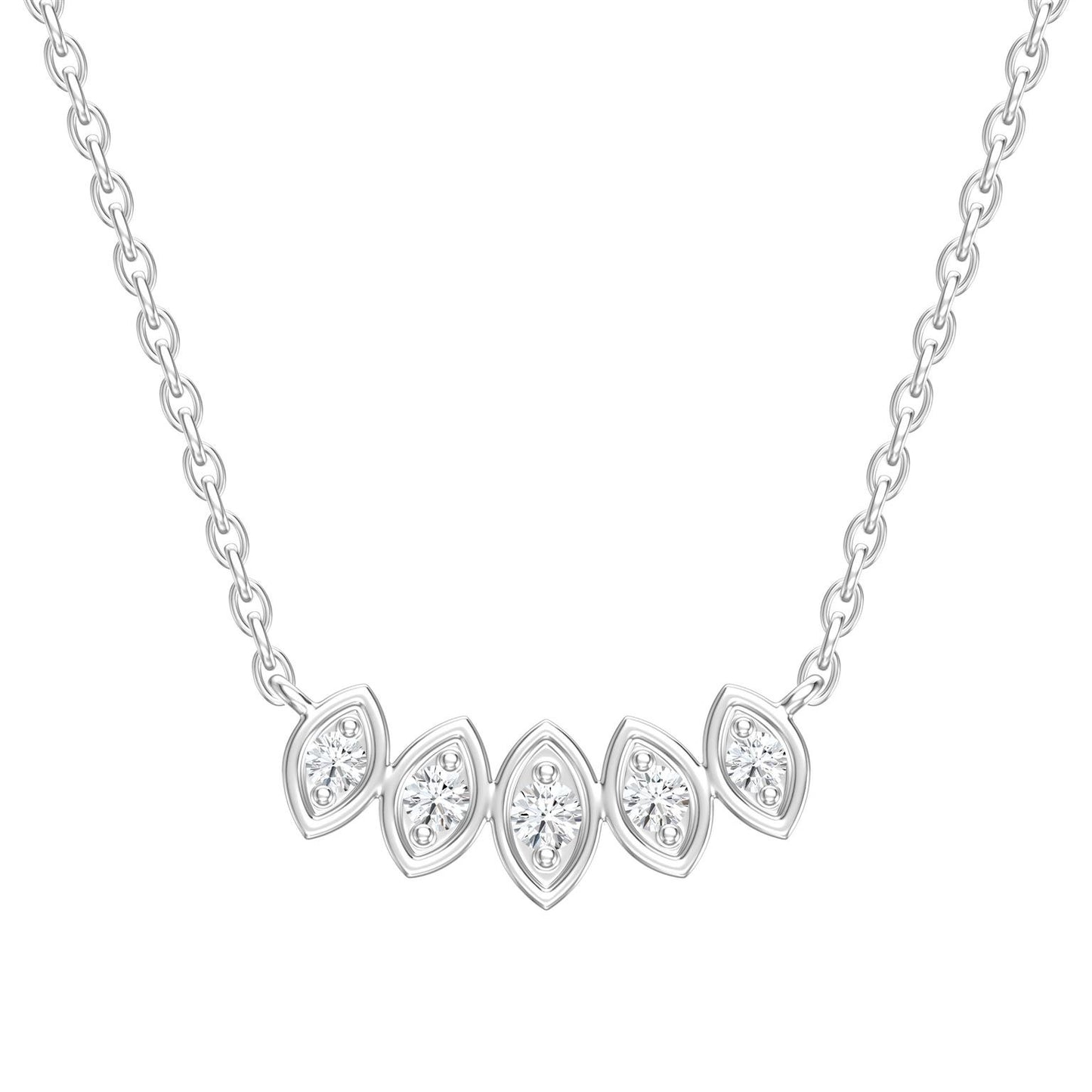 Mini Diamond Pave Marquise Bar Necklace