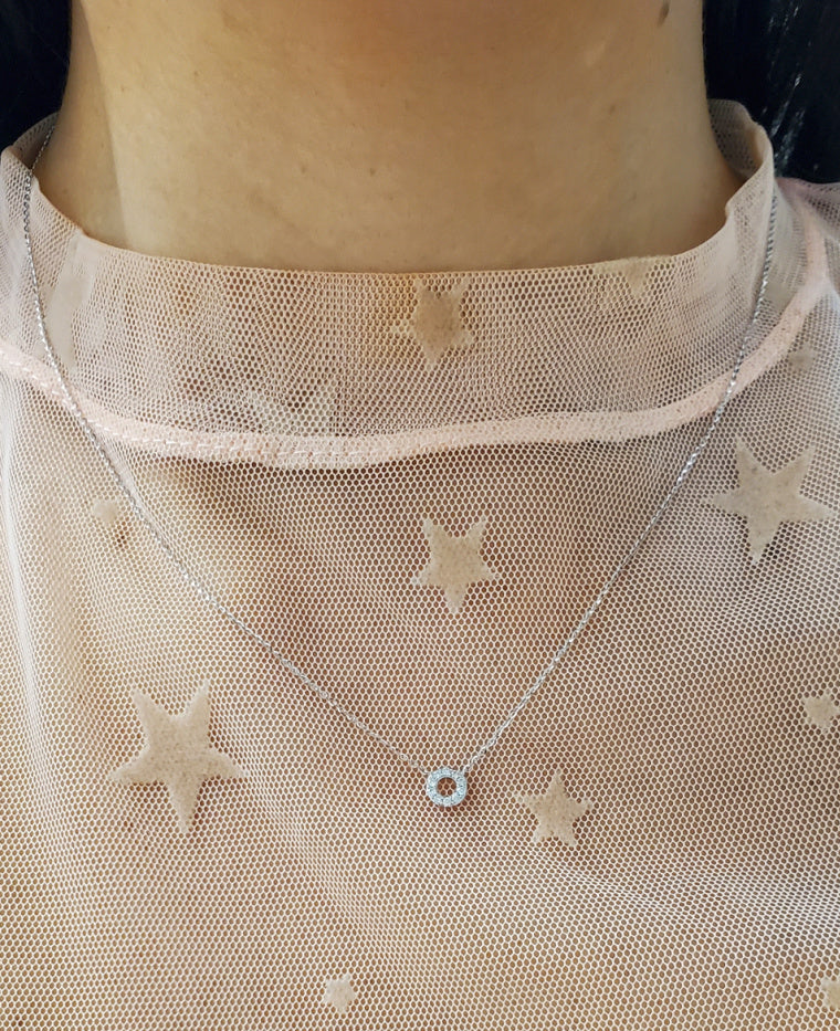 Diamond Pave Open Circle Necklace