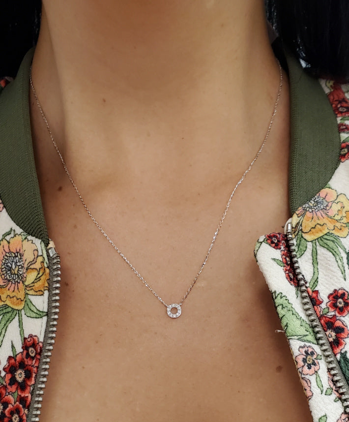 Diamond Pave Open Circle Necklace