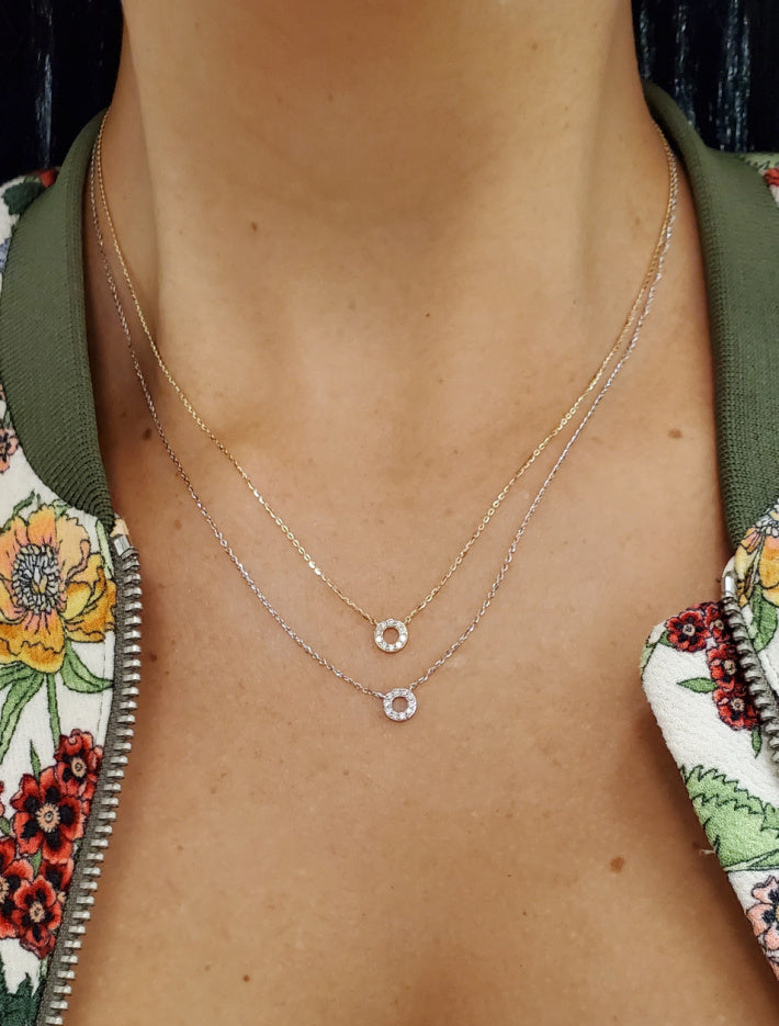 Diamond Pave Open Circle Necklace
