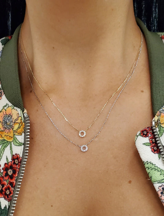 Diamond Pave Open Circle Necklace