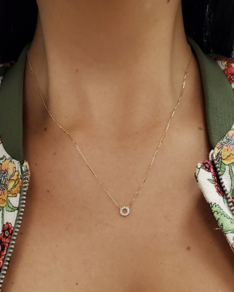Diamond Pave Open Circle Necklace