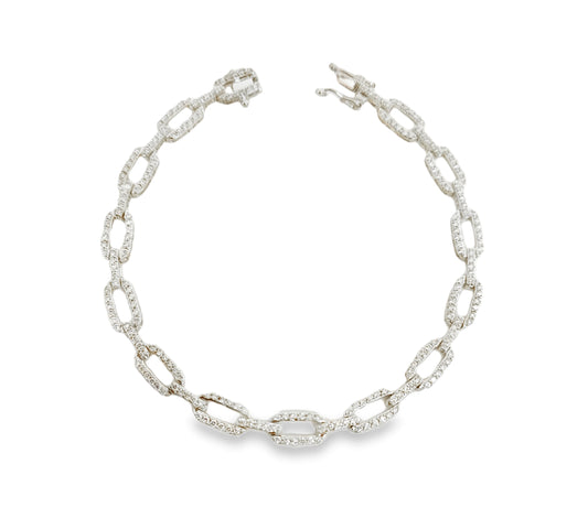 Golden Glamour 14K Gold Diamond Pave Paperclip Link Bracelet