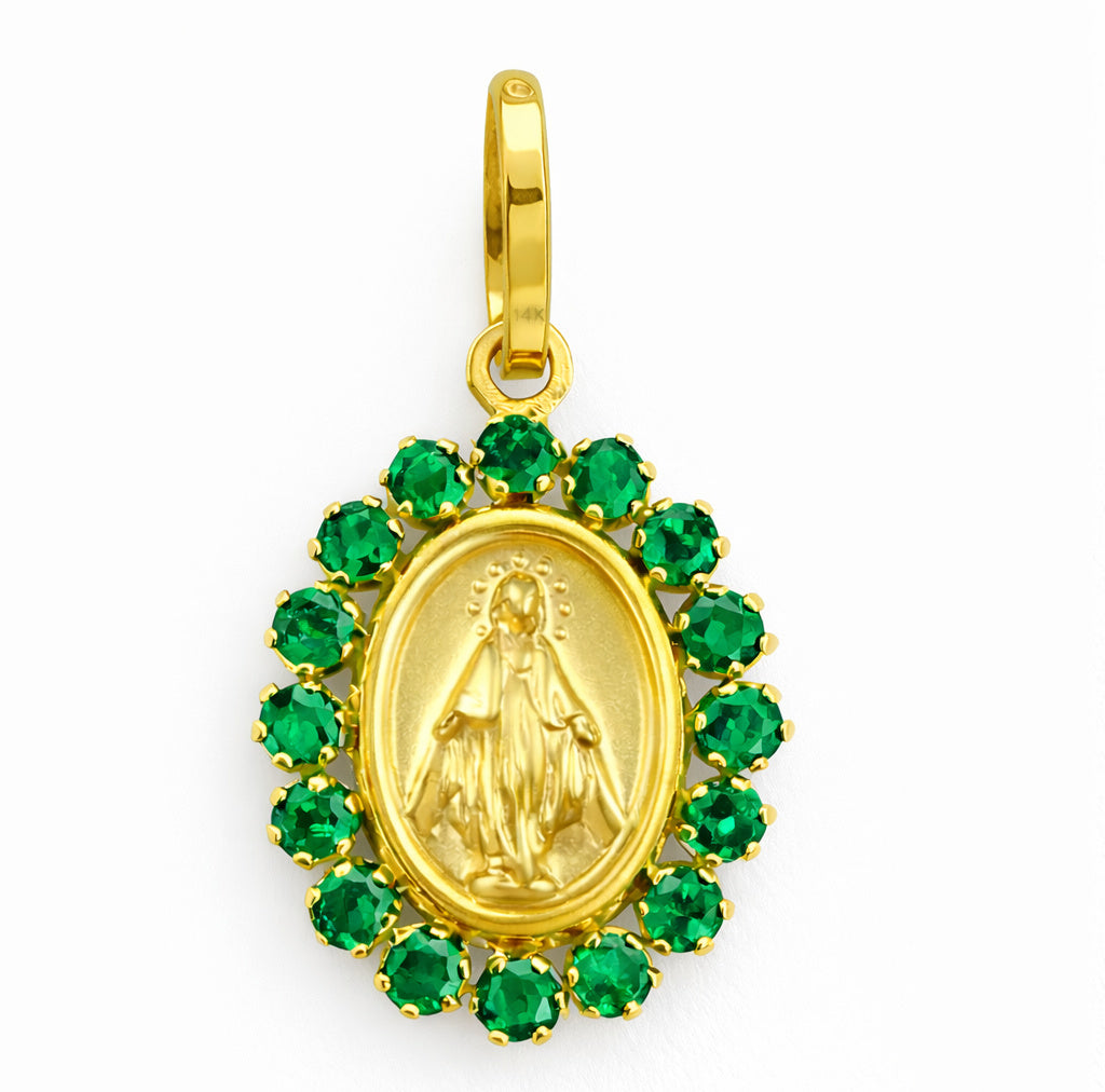 Mini Color Stone Miraculous Medal Pendant