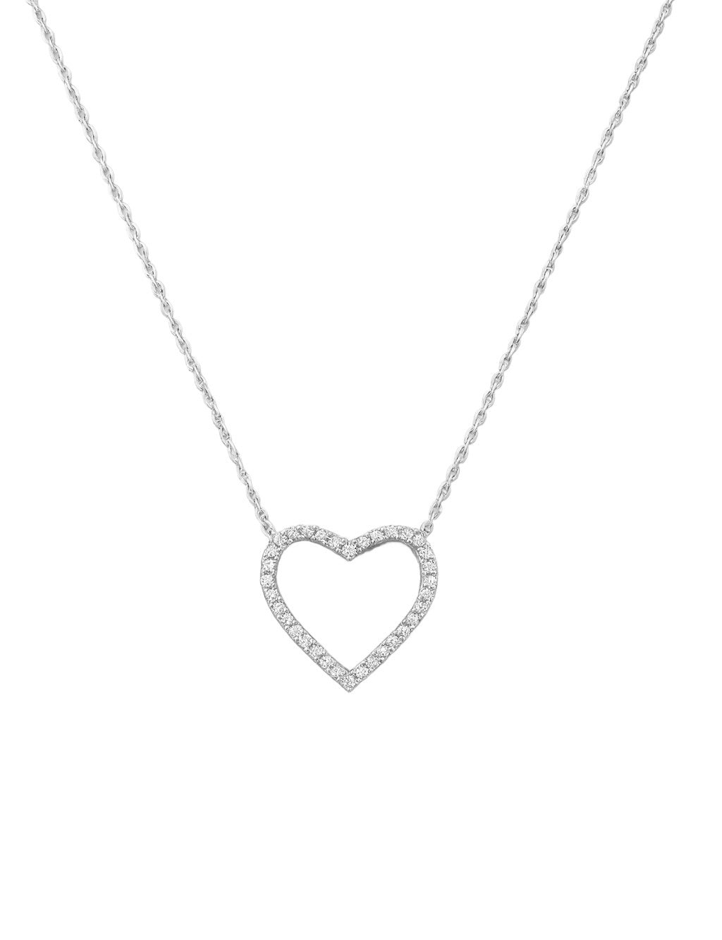 Dainty Diamond Open Heart Necklace