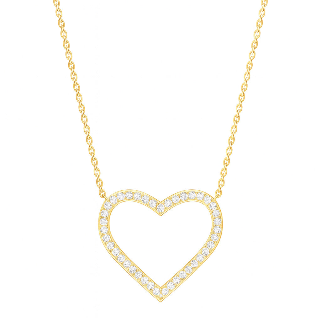 Dainty Diamond Open Heart Necklace