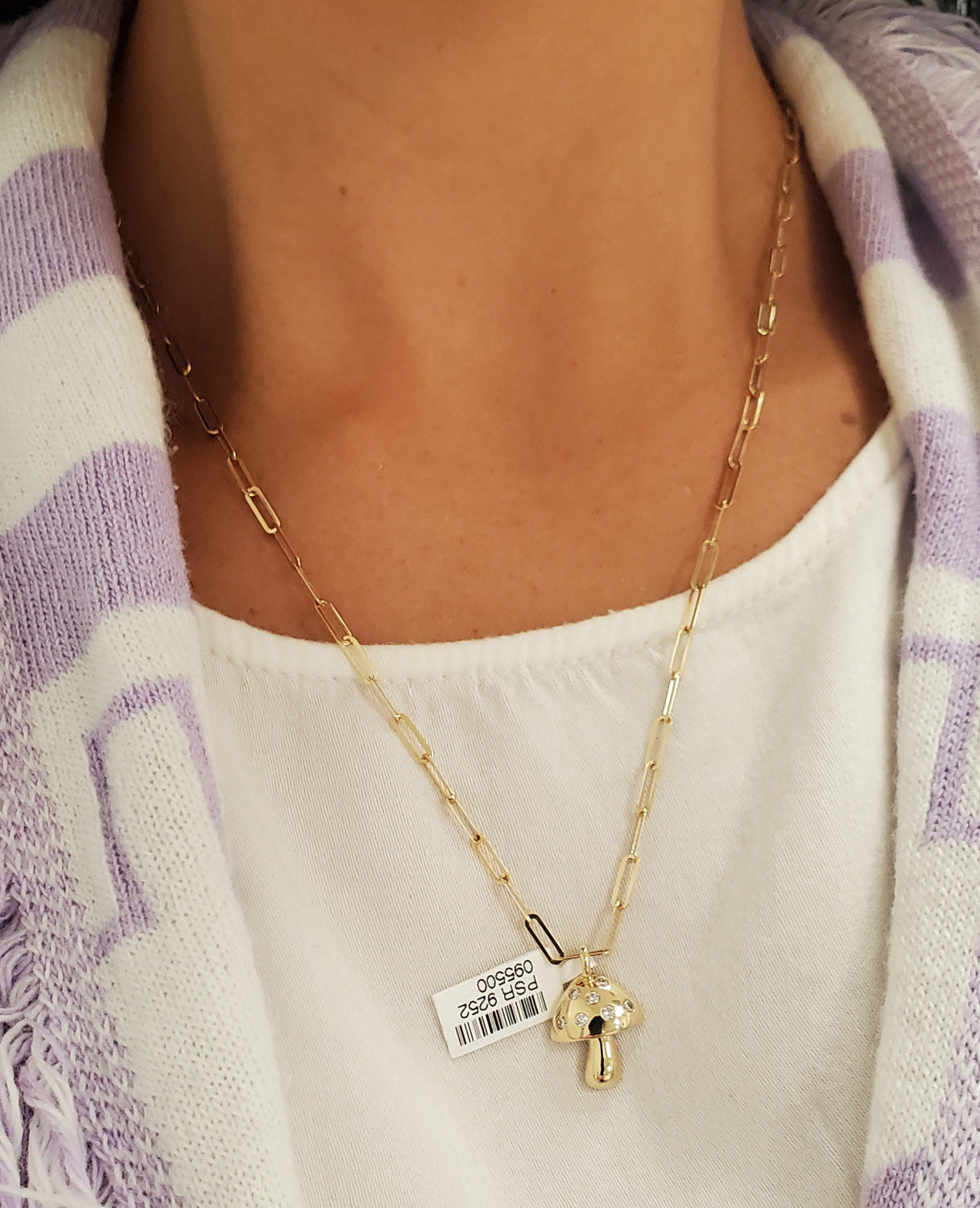 Gold Diamond Mushroom Pendant