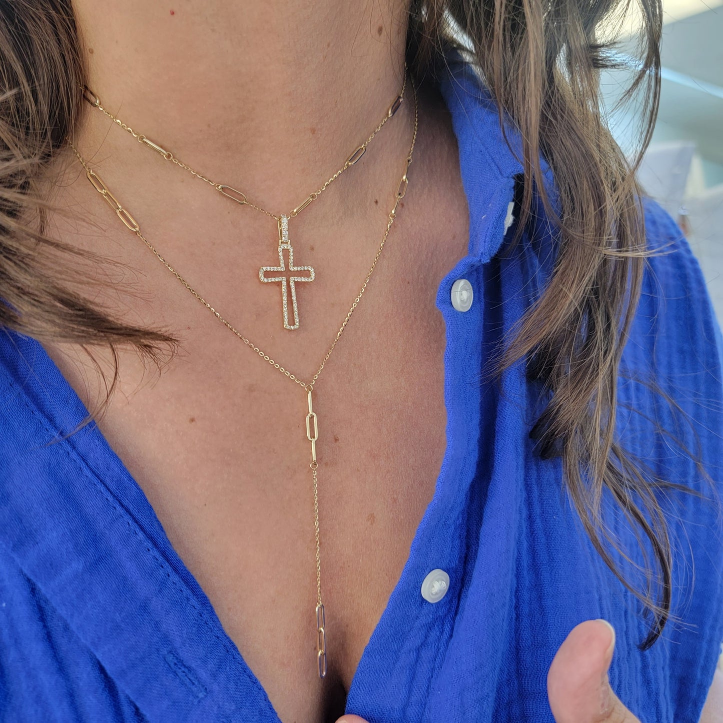 Diamond Open Cross Necklace