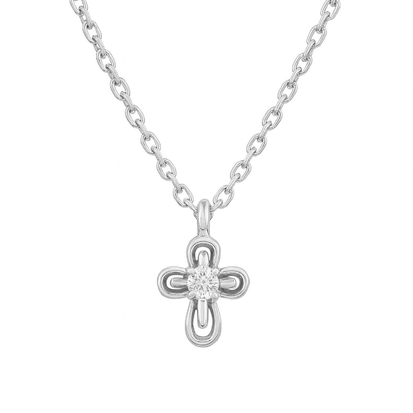 Mini-Miniature Diamond Ornate Cross Necklace