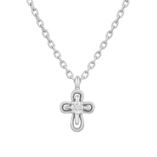 Mini-Miniature Diamond Ornate Cross Necklace