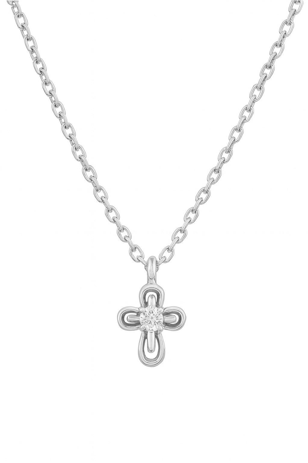 Mini-Miniature Diamond Ornate Cross Necklace