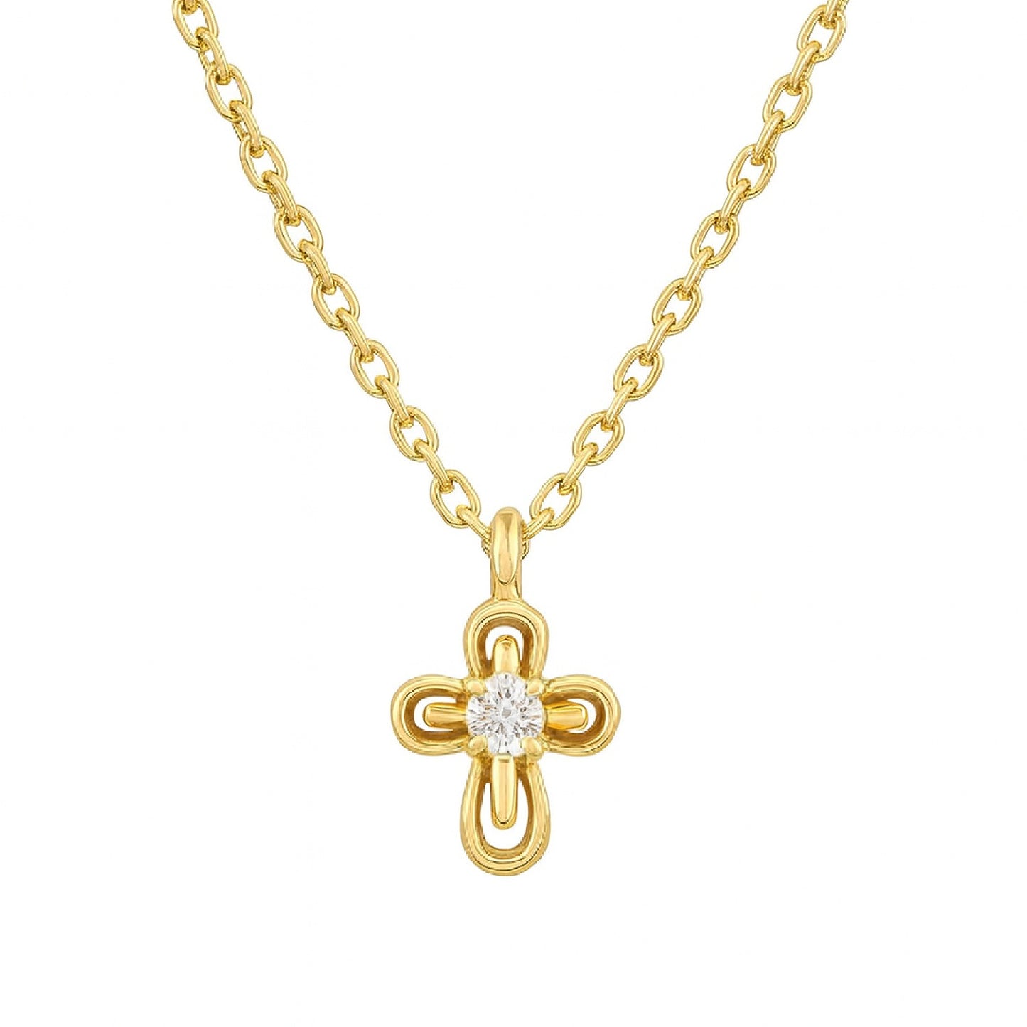 Mini-Miniature Diamond Ornate Cross Necklace