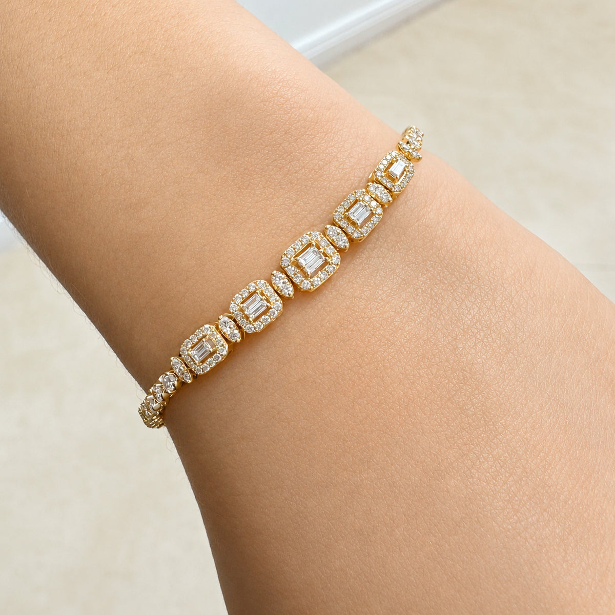 Baguette and Diamond Tennis Bracelet