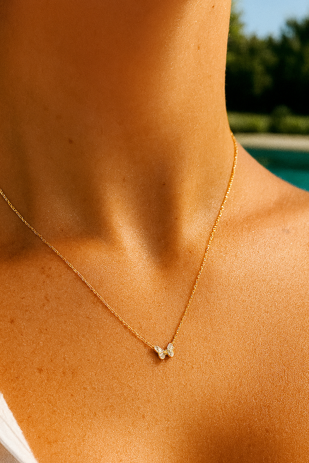 Miniature Diamond Butterfly Necklace