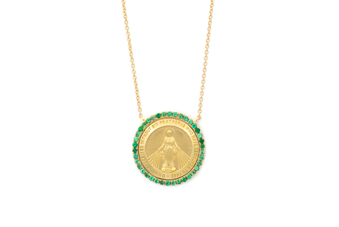 Round Color Stone Miraculous Necklace 14K Gold