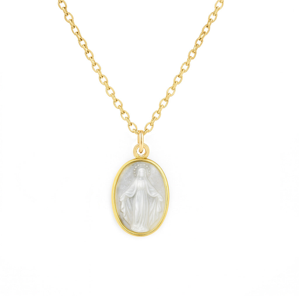 Mother of Pearl Miraculous Medal Necklace