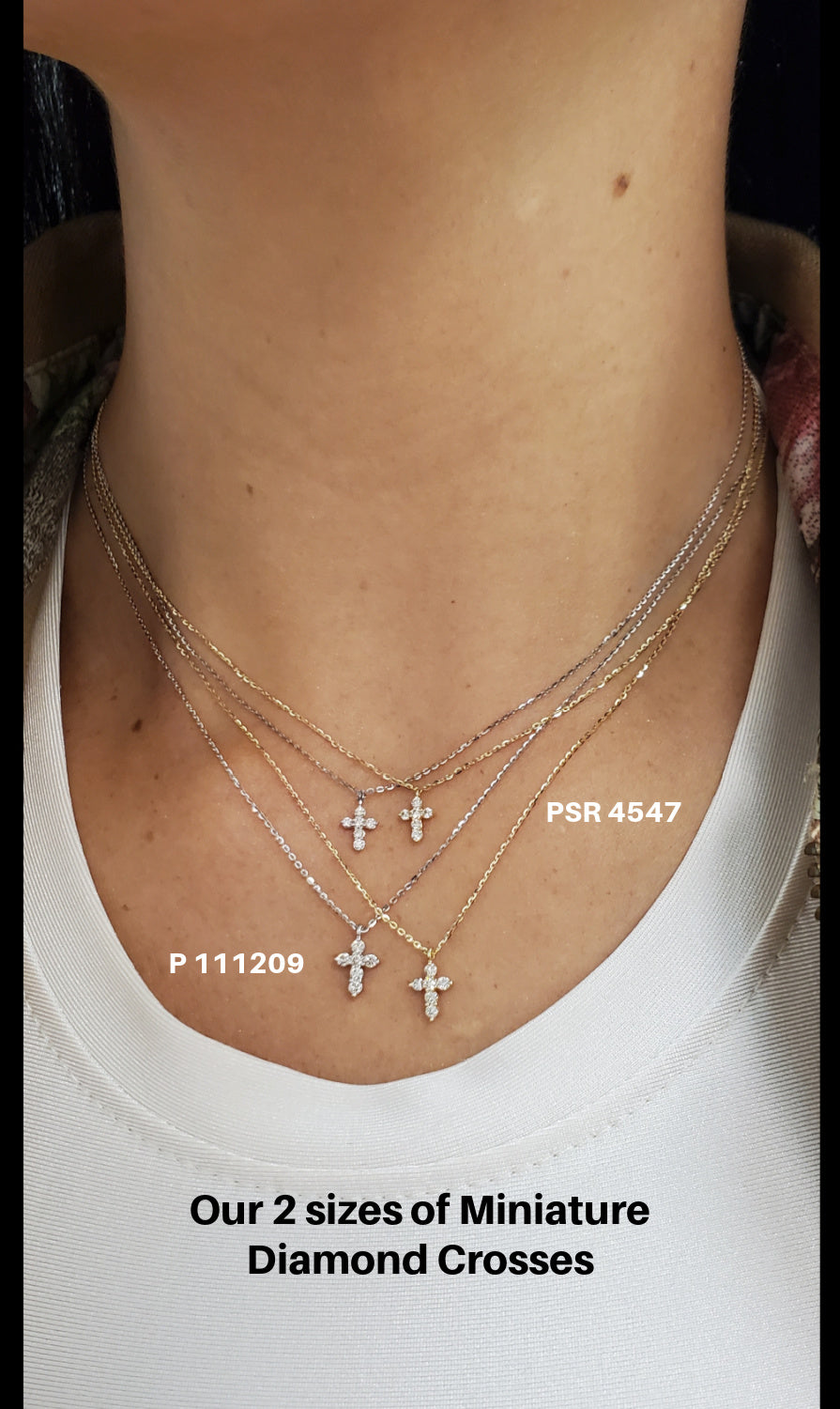 Mini-Miniature Diamond Cross Necklace