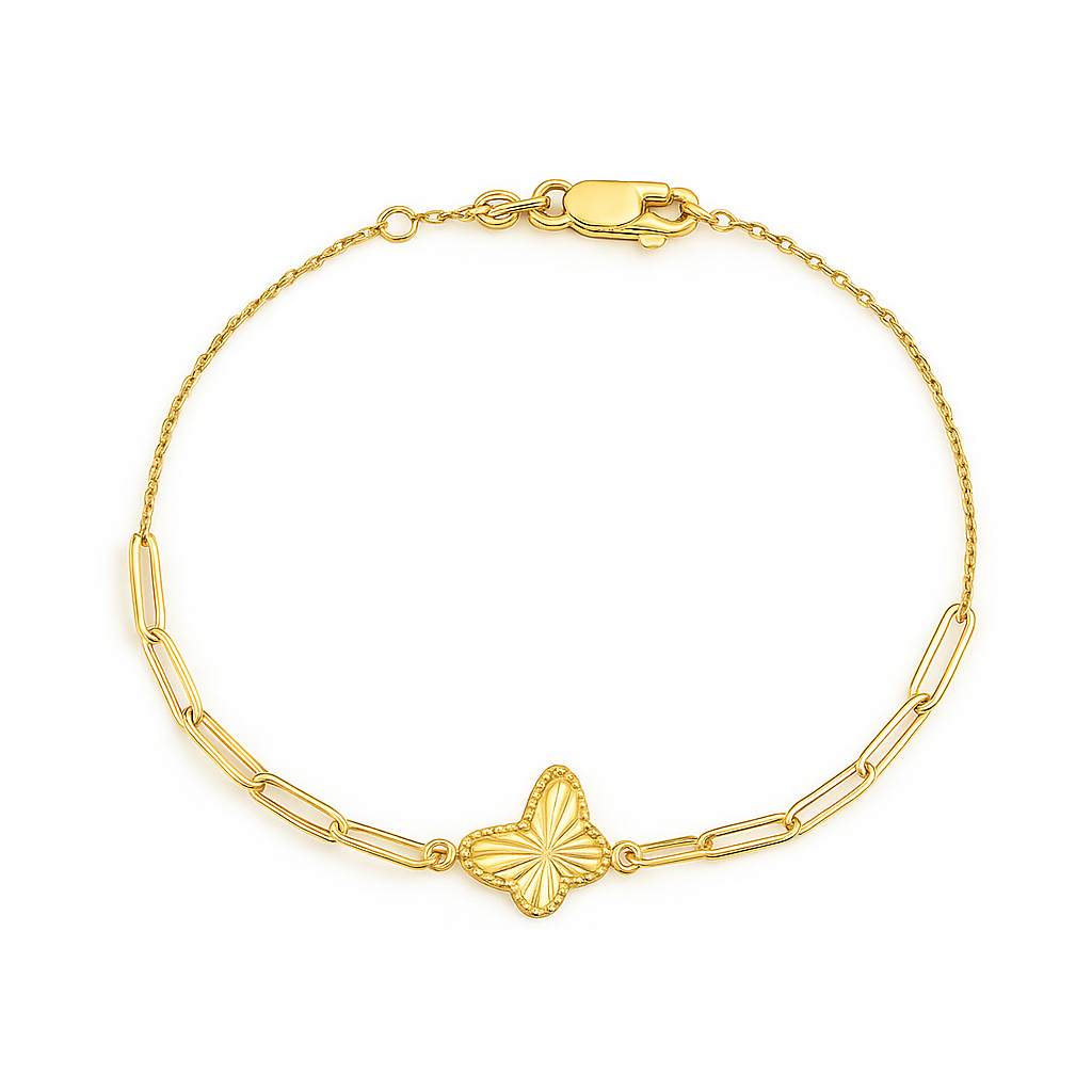 Elegant Radiant Gold Butterfly Paperclip Bracelet