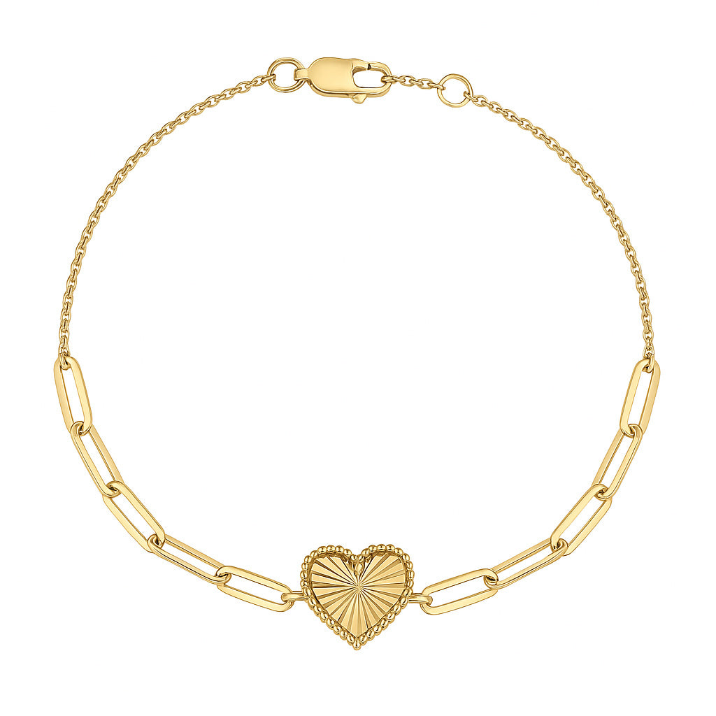 Elegant Radiant Gold Heart Paperclip Bracelet