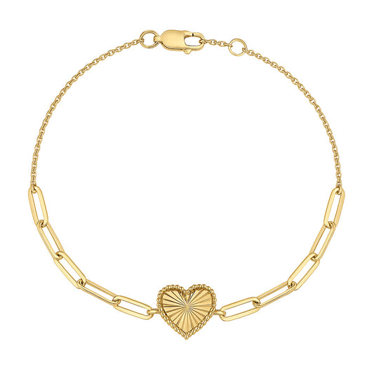 Elegant Radiant Gold Heart Paperclip Bracelet