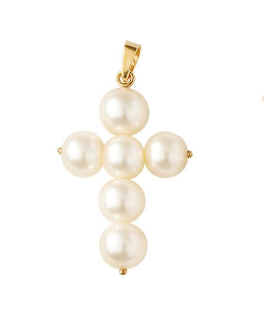 Large Fresh Water Pearl 5-6mm Cross on Wire
