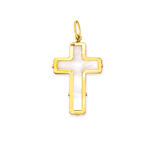 Small Mother Of Pearl Cross Pendant 12x8mm