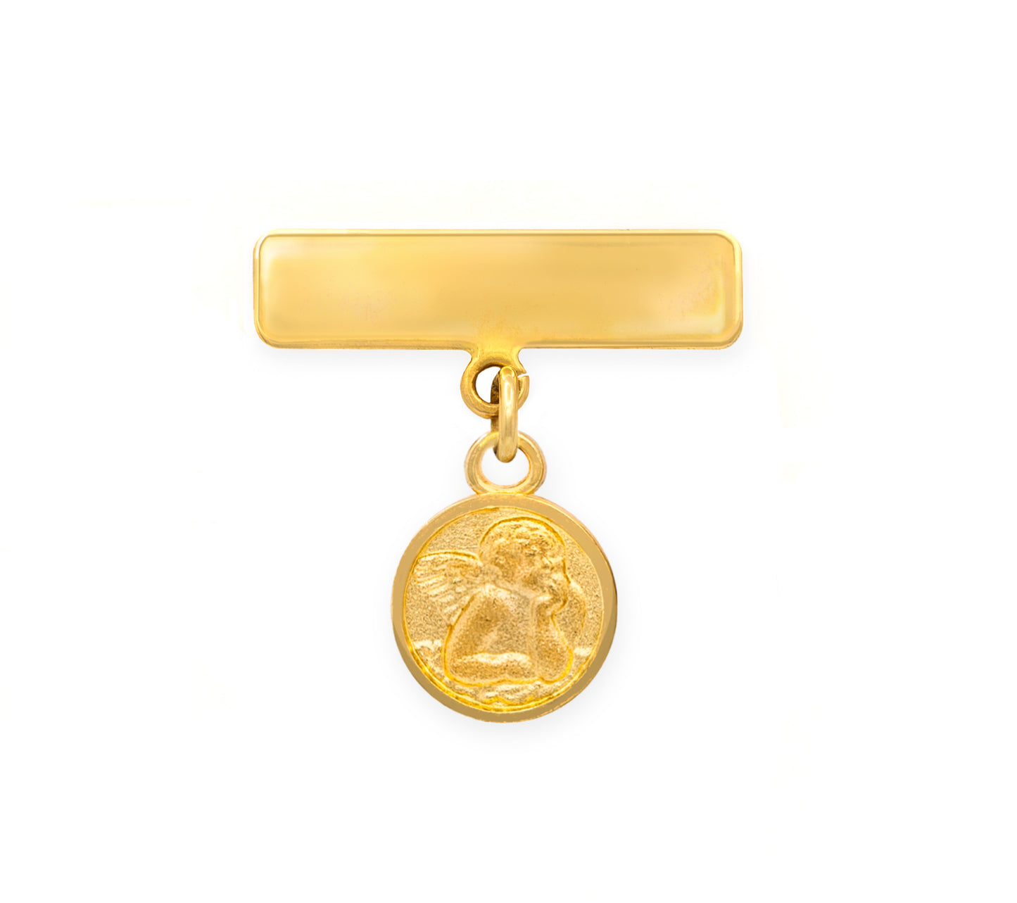 Engravable Plate Angel Medal Baby Pin 8mm