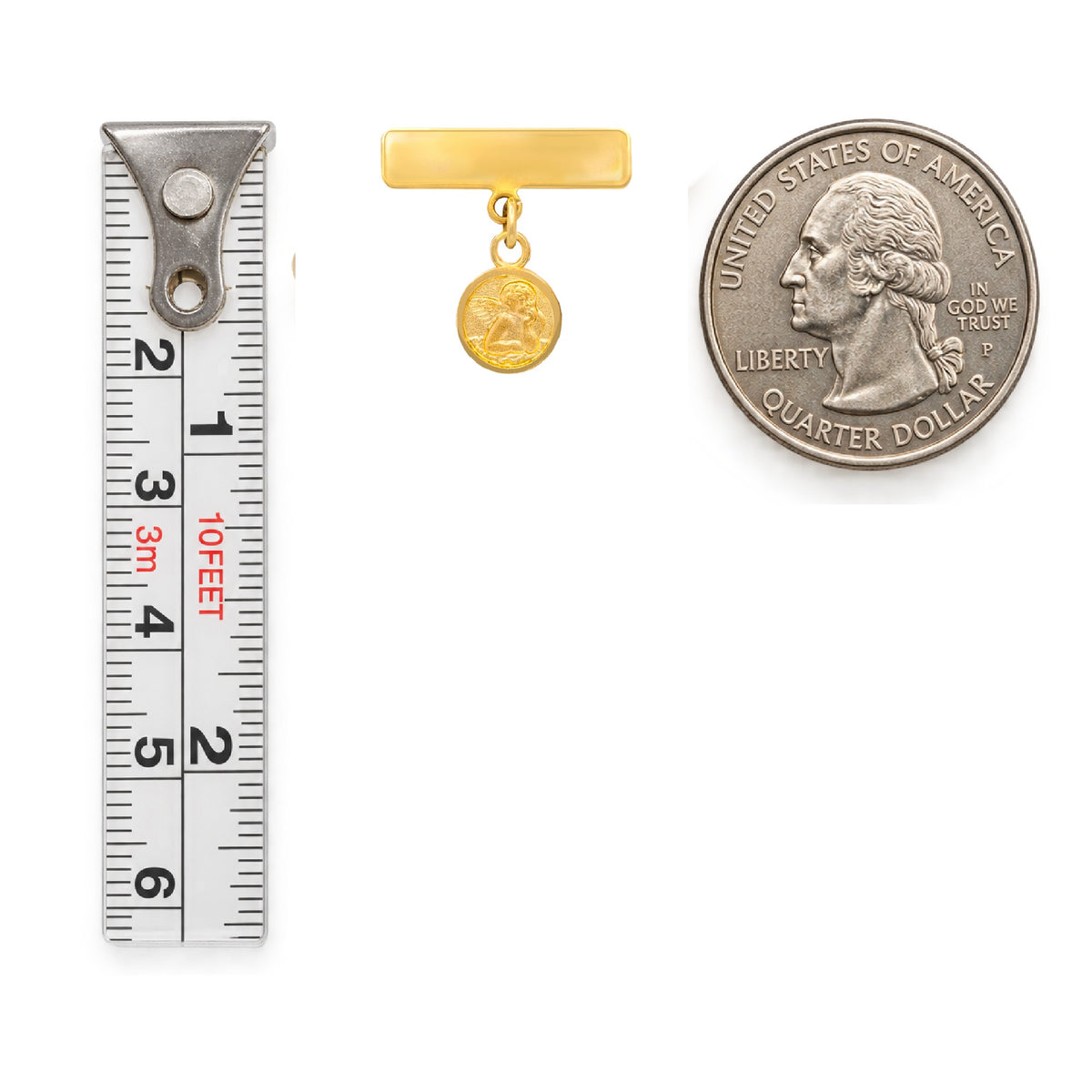 Engravable Plate Angel Medal Baby Pin 6mm