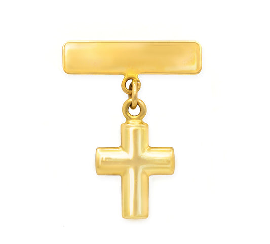 Engravable Plate Cross Baby Pin